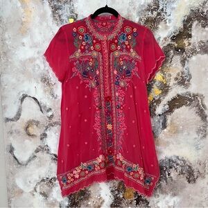 Johnny Was Mikones Floral Embroidered Tunic Top - XS